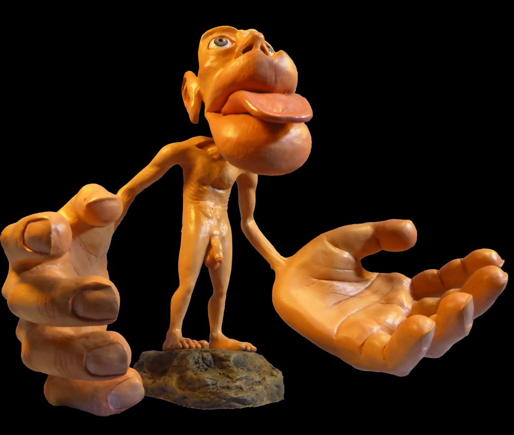 the sensory homunculus is a map with body parts in proportion to sensitivity, the hands tongue and lips are very big the sensory homunculus is a map with body parts in proportion to sensitivity, the hands tongue and lips are very big